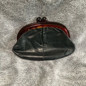 Vintage Style Black Leather Clutch